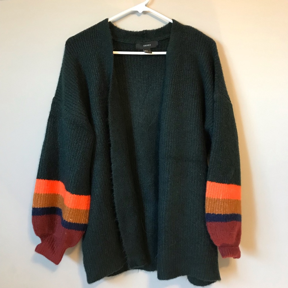 Forever 21 green cardigan sweater